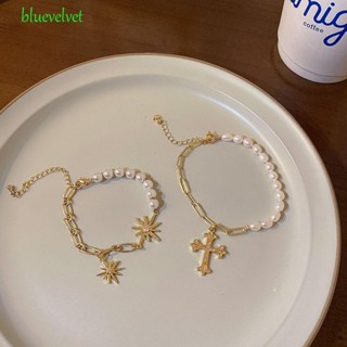 Bluevelvet สร้อยข้อมือ ประดับไข่มุก รูปดอกทานตะวัน สไตล์เกาหลี เรียบง่าย เครื่องประดับ สําหรับผู้หญิง