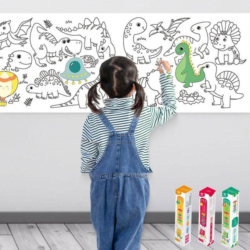 augustinan-ม้วนกระดาษวาดภาพระบายสี-รูปการ์ตูนสัตว์-ไดโนเสาร์โลก-ใช้ซ้ําได้-เสริมการเรียนรู้เด็ก