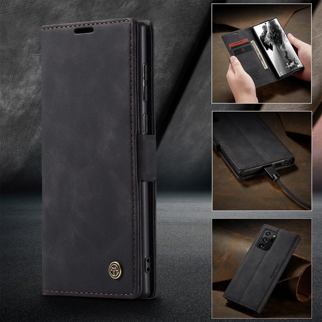 กรณีพลิกสําหรับ for samsung Note 20 Ultra Galaxy Note 10 Plus Retro PU ...
