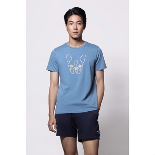 ESP เสื้อทีเชิ้ตลายเฟรนช์ชี่ ผู้ชาย สีน้ำเงิน | Frenchie Tee Shirt | 3775