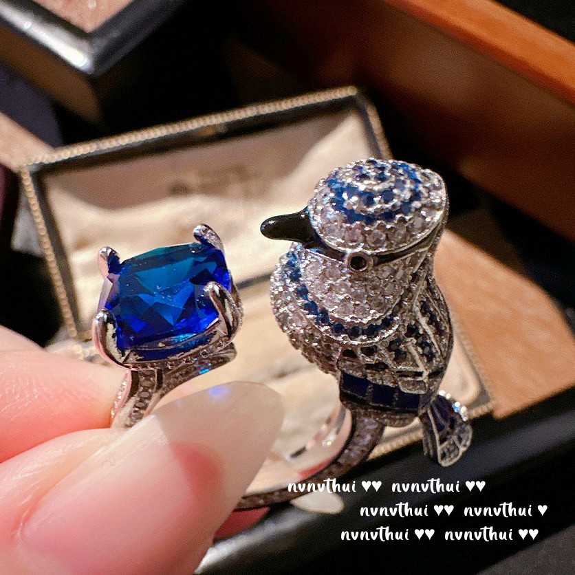 แหวนชุบทอง-18k-ประดับเพทาย-สีฟ้าเข้ม