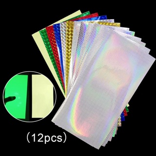 【DAISY Fishing】Lure Tape 12pcs DIY Sheet 20cmx10cm Decor Fishing Raw Materials Reflective