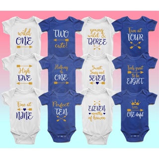 Milestone on Baby Onesie ที่กําหนดเอง รายเดือน (เด็กผู้ชายตัวหนึ่ง) X2C3