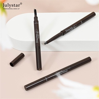 JULYSTAR 2-in-1 ปากกาเขียนคิ้วหมุนได้กันน้ำและปากกาเขียนคิ้วทนทานกันน้ำกันเหงื่อ