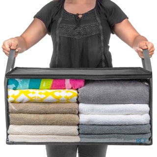 Bcf กล่องเก็บผ้าห่ม ผ้านวม ไม่ทอ ความจุขนาดใหญ่ ตู้เสื้อผ้า พับได้ กระเป๋าจัดระเบียบ กันฝุ่น บ้าน ตู้เสื้อผ้า เครื่องมือ