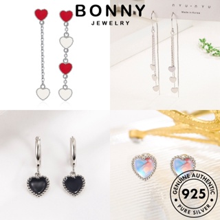 BONNY JEWELRY ต่างหู Silver 925 รักหัวใจ เกาหลี แท้ หนีบ ต้นฉบับ ผู้หญิง ห่วง มอยส์ซาไนท์ไดมอนด์ เครื่องประดับ ตุ้มหู เงิน แฟชั่น เครื่องประดับ M053