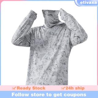 [Etivaxa] เสื้อกันหนาว มีฮู้ด ป้องกันแดด แบบแห้งเร็ว สวมใส่สบาย เหมาะกับฤดูร้อน สําหรับผู้ชาย ตกปลา ขับขี่