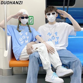 Duohanzi เสื้อยืดลําลอง แขนสั้น คอกลม พิมพ์ลาย แฟชั่นฤดูร้อน สําหรับคู่รัก