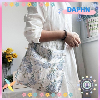 Daphs กระเป๋าสะพายไหล่ กระเป๋าช้อปปิ้ง คุณภาพสูง ลายดอกไม้ สีฟ้า สไตล์วินเทจ สําหรับผู้หญิง