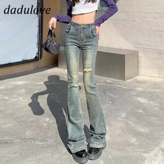 DaDulove💕 New American Style Ins High Street Retro Ripped Jeans Niche High Waist Flared Pants Large Size Trousers