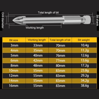 Universal Drilling Tool Cross Power Tools Tool 10*83mm Universal 3*70mm 5*76mm