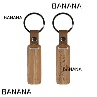 Banana1 พวงกุญแจไม้เปล่า ทรงสี่เหลี่ยมผืนผ้า สําหรับแกะสลัก DIY