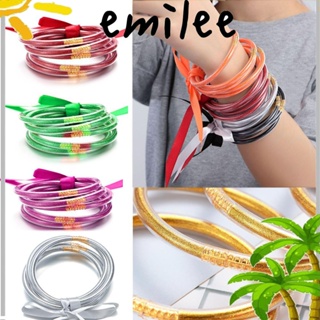 Emilee ชุดกําไลข้อมือซิลิโคน ประดับกลิตเตอร์ สีทอง สีเงิน สีฟ้า สําหรับทําเครื่องประดับ DIY