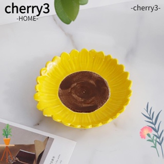 Cherry3 ที่วางช้อนเซรามิค ลายดอกทานตะวัน สีเหลือง ขนาด 5x4.8x0.78 นิ้ว สําหรับห้องครัว 2 ชิ้น