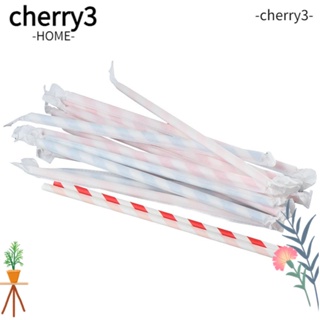 Cherry3 หลอดกระดาษ ลายทาง คละสี แบบใช้แล้วทิ้ง เป็นมิตรกับสิ่งแวดล้อม ราคาไม่แพง คละสี สําหรับร้านชานม