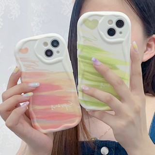 Soft Casing Samsung Galaxy S23 Ultra S22 Plus S21 S20 FE 5G A11 A50 A30S A50S A10S A20S A20 A30 A31 A51 A71 4G A21S A02S A03S M11 Cute Cream Edge Orange Green Stained Oil Painting Love Airbag Shockproof Phone Case 1STN 27