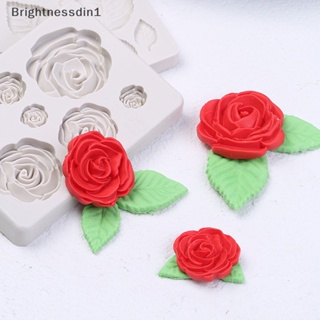 [Brightnessdin1] แม่พิมพ์ซิลิโคน รูปดอกกุหลาบ 3D สําหรับทําช็อคโกแลต ฟองดองท์ ตกแต่งเค้ก