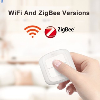 Wireless Zigbee Double Key Remote Control Dual Control Intelligent Switch Home Bedside Adaptation Finger Robot Wiring-free 【bluey】