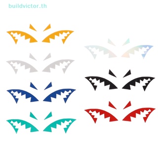 Buildvictor สติกเกอร์เสาอากาศไวนิล รูปหูฉลาม สะท้อนแสง สําหรับติดตกแต่งรถยนต์ 1 คู่