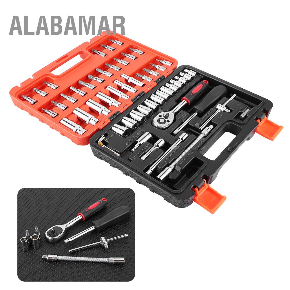 alabamar-53pcs-1-4in-socket-set-ratchet-torque-wrench-combo-cr-v-auto-car-repairing-เครื่องมือ-kit