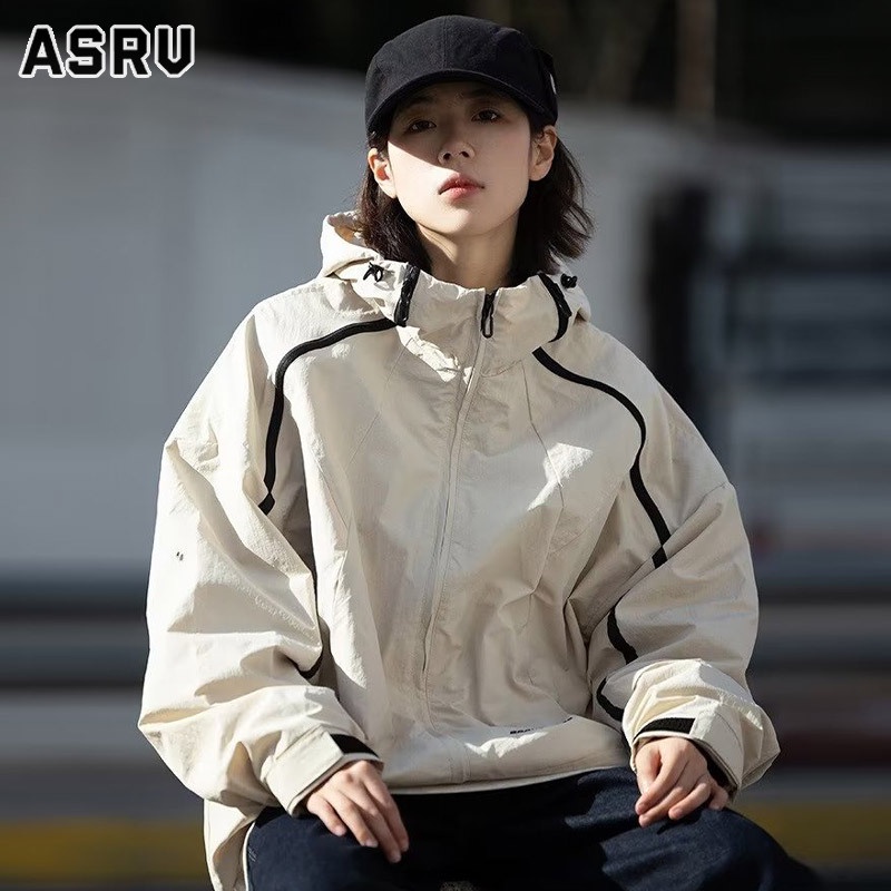 asrv-เสื้อแจ็คเก็ตมีฮู้ดกลางแจ้งสำหรับบุรุษและสตรีสีตัดกันซิปเสื้อแจ็คเก็ตกันลมและกันความเย็น