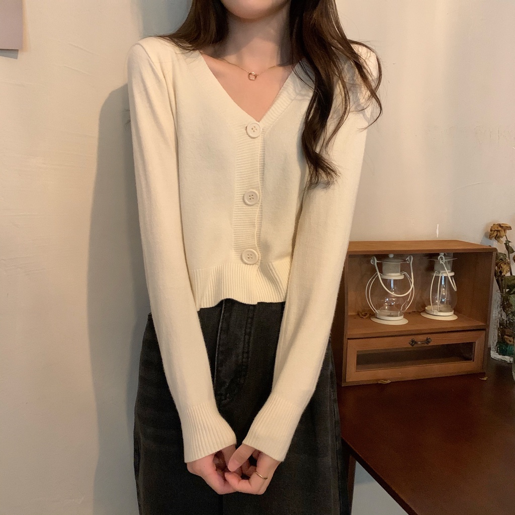 เสื้อคาร์ดิแกนกันหนาว-แขนยาว-คอวี-ผ้าถัก-สไตล์เกาหลี-สําหรับผู้หญิง-mc-kbbo