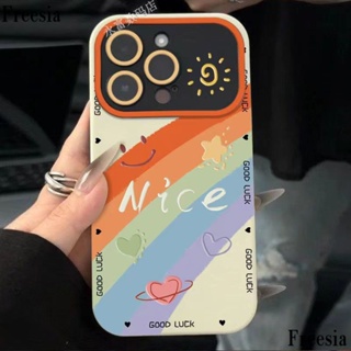 เคสมือถือ แบบนิ่ม ลายหน้ายิ้ม สีรุ้ง สําหรับ Apple 14 Pro Max Iphone 13 Pro 12 11 7p LQ49