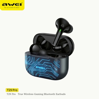 หูฟังไร้สาย AWei T29Pro กันน้ำ TWS เชื่อมต่อบลูทูธ True Wireless Games Earbuds ระบบสัมผัส ไฟ RGB ไมโครโฟนในตัว