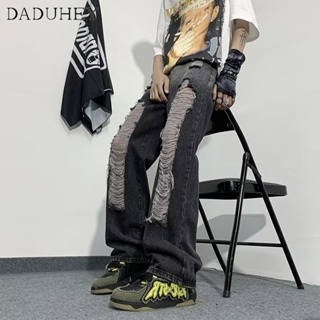 DaDuHey🔥 Mens 2023 New Summer Trendy Ripped Cool Jeans Hong Kong Style Hip Hop Ins Trendy High Street Fashionable Handsome Casual Pants