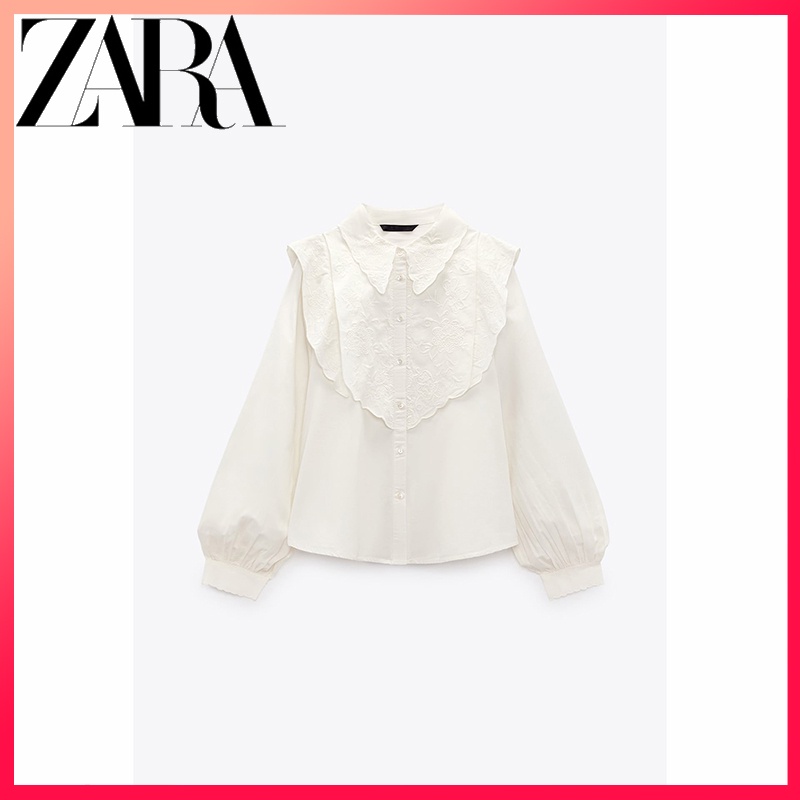 zara-ใหม่-เสื้อเชิ้ตแขนยาว-ผู้หญิง-ตกแต่งเลเยอร์