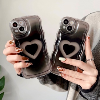 【ใหม่】เคสโทรศัพท์มือถือ Tpu กันหล่น ลายหัวใจ สีดํา พร้อมสร้อยข้อมือ สําหรับ iPhone X XS XR 11 12 13 14 Series