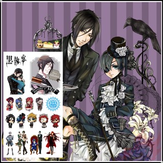 ❣️สติกเกอร์รอยสักชั่วคราว ลายการ์ตูนอนิเมะ Black Butler Series 02 ขนาดเล็ก มี 1 แผ่น❣️ รอยสัก กันน้ํา เซ็กซี่ สําหรับแขน ไหปลาร้า ร่างกาย มือ เท้า