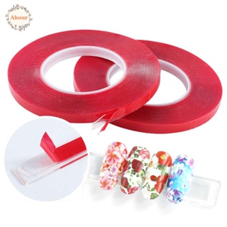 AHOUR Nail Art Adhesive Tape Transparent Strong Sticky Manicure Tool Mounting Tape Fake Nail Display Tool Salon Supplies Double-Sided Tape