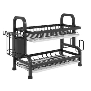 2 ชั้น ชั้นวางจานสแตนเลส ที่คว่ำจานชาม Dish Drainer Kitchen Rack