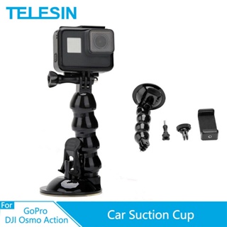 Telesin Suction Cup Flexible Mount Holder &amp; Phone Clip ตัวดูดกระจก มีตัวจับมือถือ สำหรับ GoPro, Action Camera