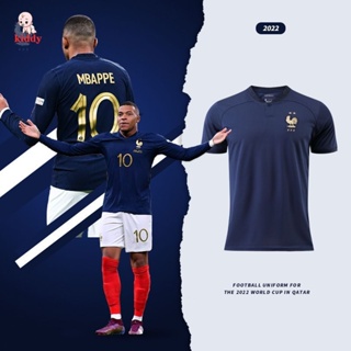 เสื้อกีฬาแขนสั้น ลายทีมฟุตบอล World Cup Jersey 2022 ชุดเยือน สไตล์ฝรั่งเศส สําหรับผู้ชาย และผู้หญิง