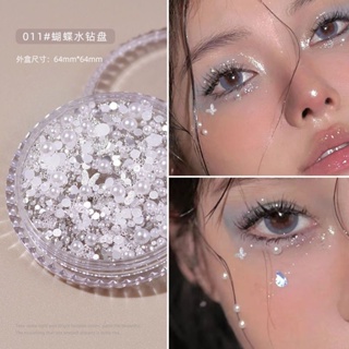 Face decoration bride eye makeup bright diamond tears diamond pearl hollowed-out metal butterfly facial decoration patch makeup