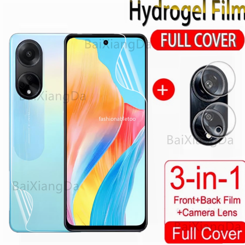 3-in-1-ฟิล์มไฮโดรเจลนิ่ม-กันรอยหน้าจอ-ป้องกันเลนส์กล้อง-ด้านหลัง-สําหรับ-oppo-a98-a78-a38-a18-a58-nfc-a58nfc-a17-k-a17k-a-98-a-78-a-38-a-18-a-58-a-17k-5g-2023
