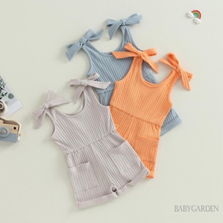 Babygarden-6 เดือน-4 ปี เด็กผู้หญิง แขนกุด สีพื้น จั๊มสูท ยาง ฤดูร้อน เสื้อผ้า พร้อมกระเป๋า