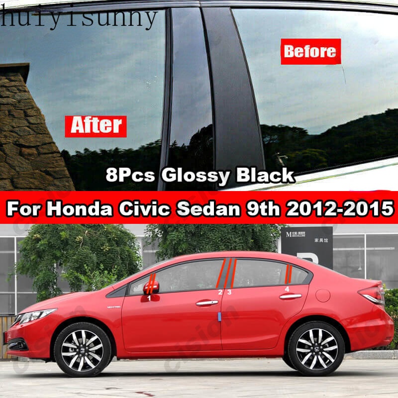 hys-สติกเกอร์คาร์บอนไฟเบอร์-สีดําวาว-สําหรับ-honda-civic-sedan-fb-2012-2015-8-ชิ้น