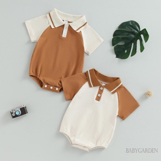 Babygarden-0-24 เดือน ชุดรอมเปอร์ บอดี้สูท แขนสั้น คอปก สีตัดกัน ฤดูร้อน สําหรับเด็กผู้ชาย