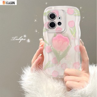 เคสโทรศัพท์มือถือ ขอบโค้ง ลายดอกทิวลิป สไตล์มินิมอล สําหรับ Redmi Note 12 Pro Note 11 Note11S Redmi 10 10C 10A 9C 9A 9T Note10 Note9 Note8 Poco M3 Pro X3 NFC Redmi A1 A2