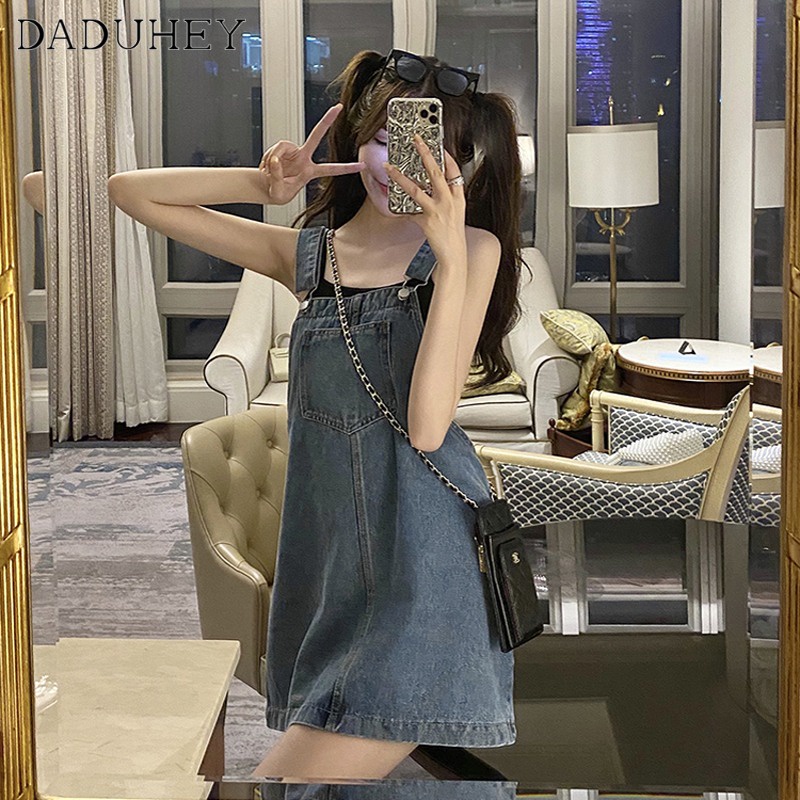 daduhey-korean-style-ins-2023-new-denim-suspender-skirt-women-summer-plus-size-dress-fashion-casual-slip-dress