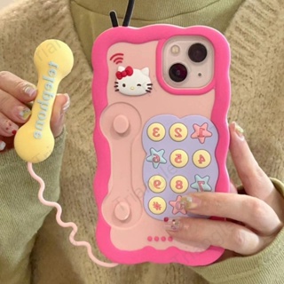 เคสโทรศัพท์มือถือ ซิลิโคน ลายการ์ตูนแมว kt สีชมพู สร้างสรรค์ สําหรับ Iphone 14pro max 13 12 11 14pro max13 11 12