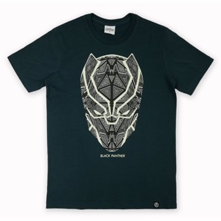 ดูดีนี่ เสื้อยืดมาร์เวล แบล็คแพนเธอร์ BLACK PANTHER MARVEL-9129-NV สีกรม พิมพ์กำมะหยี่ (เรืองแสงในที่มืด)