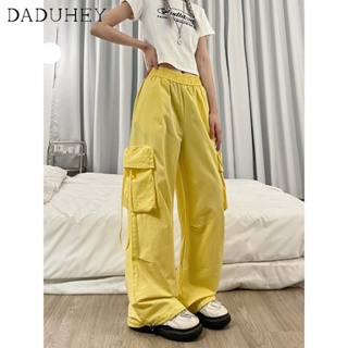 DaDuHey🎈 Womens  American Style Retro Overalls Hiphop High Waist Loose Casual Pants Hip Hop Straight Wide Leg Pants