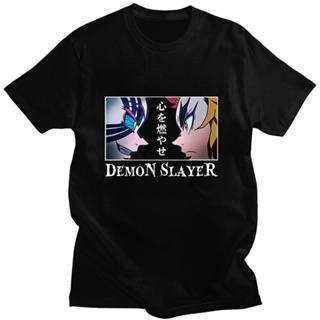 ร้อน 3 oversize T-shirt เสื้อยืดแขนสั้นลําลอง ผ้าฝ้าย 100% พิมพ์ลายอนิเมะ Demon Slayer Kimetsu No Yaiba Akaza Harajuku ส