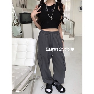 Dailyart กางเกงขายาว กางเกงเอวสูง สไตล์เกาหลี แฟชั่น 2023 NEW07215