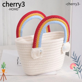 CHERRY3 ตะกร้าผ้าฝ้ายถัก สําหรับใส่เหรียญ กุญแจ ปิกนิก