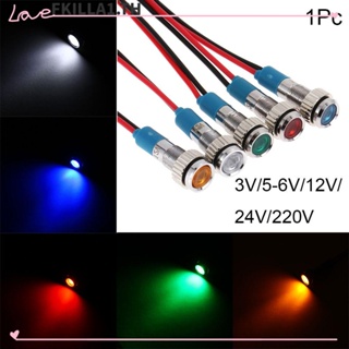 Faccfki ไฟแสดงสถานะ LED โลหะ กันน้ํา สีแดง สีเหลือง สีฟ้า สีเขียว สีขาว 3V 5V 6V 9V 12V 24V 220V 1 ชิ้น